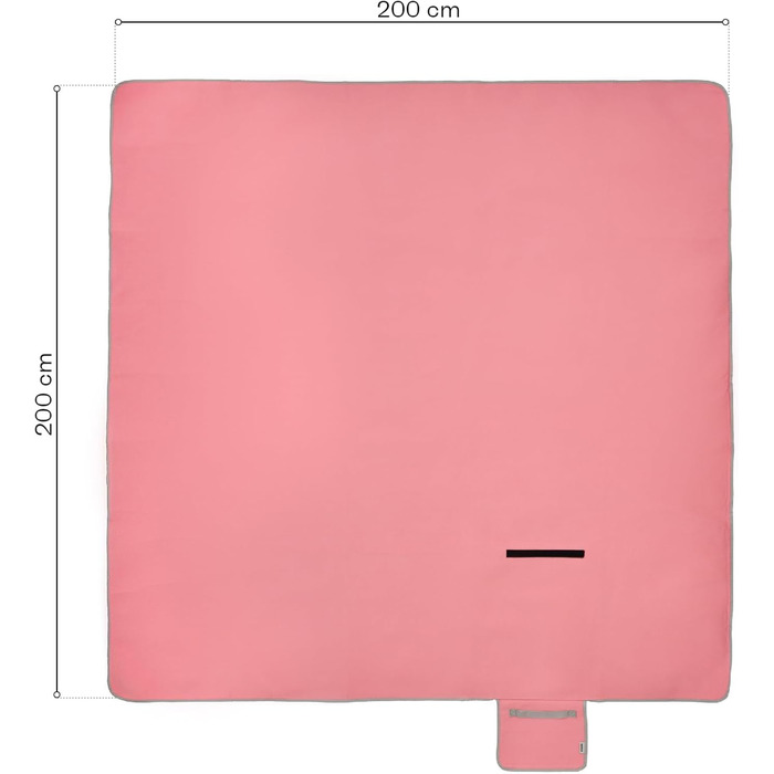 Плед для пікніка Meteor XXL водонепроникний, 200x200 см, Рожевий - термоізоляційний килимок для кемпінгу, пляжу, саду