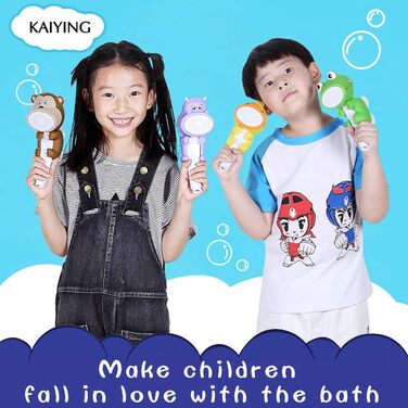 KAIYING Kids Showerheads, Cartoon Water Flow Sprinkler Shower, Shower Head Attachment for Toddlers, Baby Handheld Shower Head Bathroom Accessories, Kids Shower Attachment (J:Showerhead (Frog) + Hose + Diverter Valve)