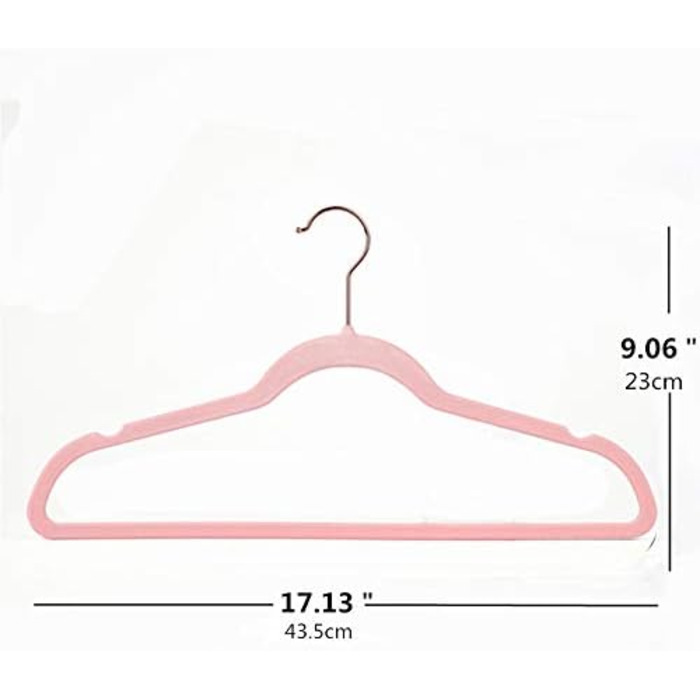 Рожеві плюшеві вішалки для одягу, міцні, неслизькі, економні, мідь/рожеве золото, 50 шт.