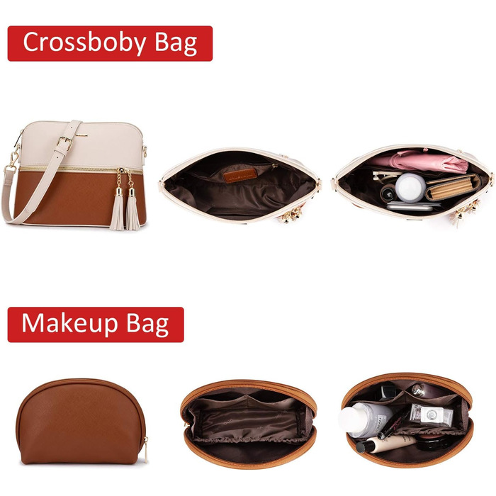 Сумка жіноча LOVEVOOK шопер шкіряний 3 в 1 бежево-коричнева, велика містка сумка на плече