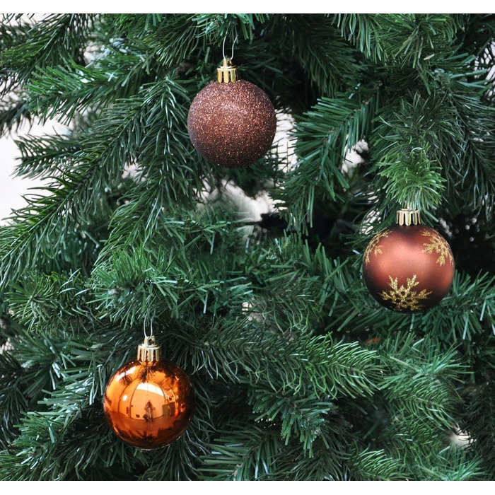 Набір прикрас на ялинку 64 шт. 6 см, пластикові, стійкі до пошкоджень, мідно-коричневі