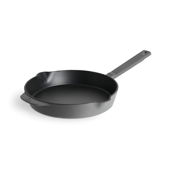 Чавунна гриль-сковорода Springlane 26 см Емальована - для стейків, підходить для всіх плит (індукція), сіра