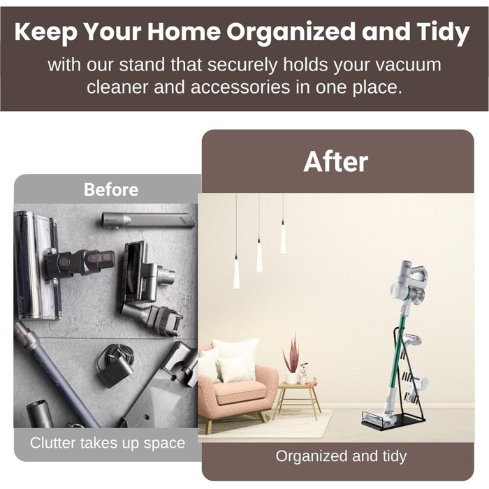 Підставка для пилососа без свердління, металева стійка для пилососа, сумісна з V6 V7 V8 V10 V15 та іншими моделями. Підходить для більшості вертикальних пилососів (чорний)