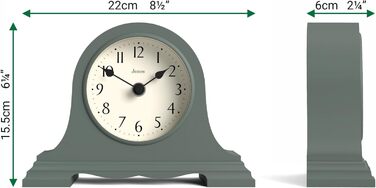 JONES CLOCKS® Speakeasy Desk Clock | Classic Napoleon Hat Design | | Contemporary classic style for desk, table, shelf or bedside table (Green)