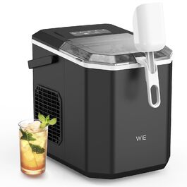 Машина для приготування льоду WIE 1.3 л з лопаткою, 9 кубиків за 6 хвилин, тиха, самоочисна, чорна
