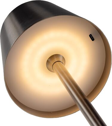 Настільний світильник акумуляторний ChiliTec 30см, LED, димується, USB зарядка, IP44, тепле світло, сенсорний вимикач, срібний