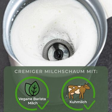 WALDWERK Milk Frother made of 304 Stainless Steel and Oak Wood - Electric Milk Frother for Perfect Foam or Hot Chocolate - Milk Frother - Electric Milk Frother