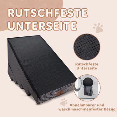 Сходинки для собак Sytopia - 5 сходинок, 57 см, сірий колір, для великих собак, для літніх та поранених тварин, з щільним шаром піни, зручні для доступу до ліжка