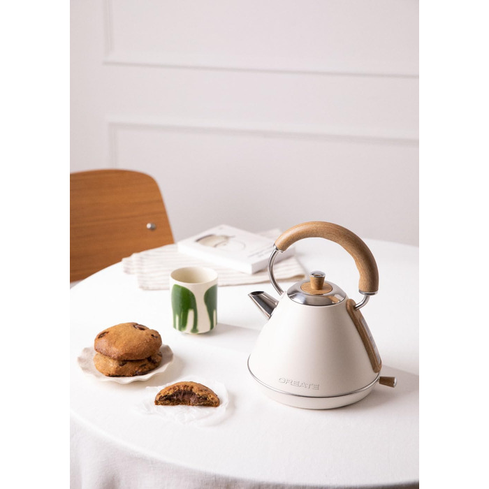 Retro Electric Kettle - 1L Cream White - Fast Boil, Auto Shutoff, Anti-Scale Filter
