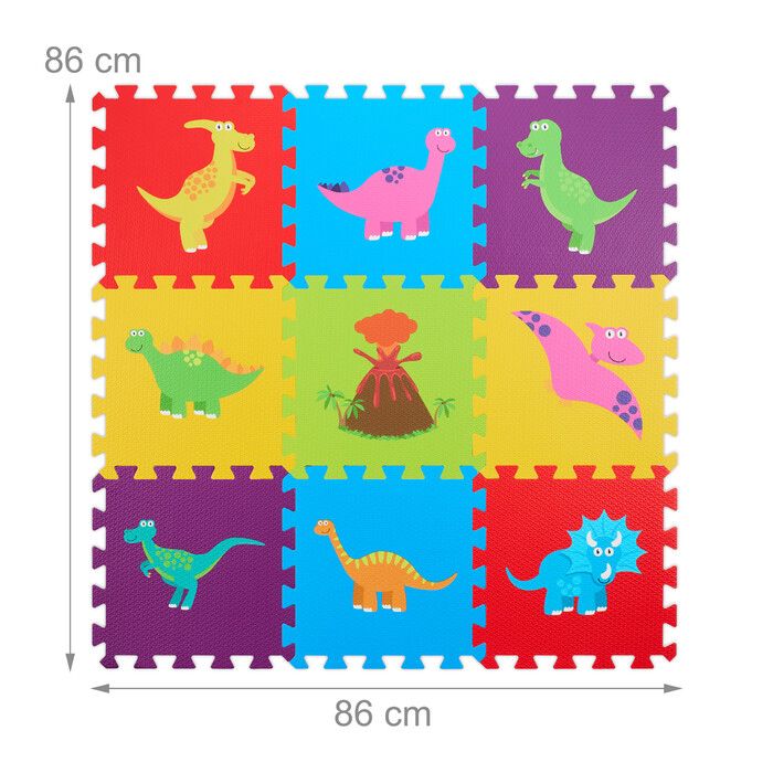 Relaxdays Dinosaur Puzzle Mat - Colorful