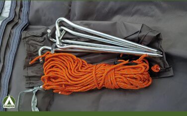 Тент Zamper Zelt-Plane 3x3м водонепроникний – сонцезахисний тент для кемпінгу, захист від сонця та UV-променів, для відпочинку на природі та на пляжі, колір зелений (кава/сірий)