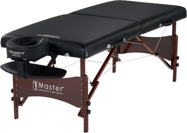 Масажний стіл Master Massage 71см Newport - складаний, портативний, чорний, з дерев'яними ніжками та сумкою