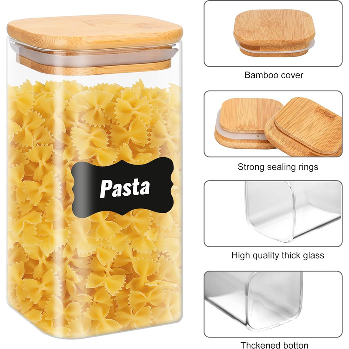 Набір скляних контейнерів для зберігання 12 шт. (750мл/430мл) з кришкою, кутові, для продуктів, кухні