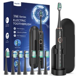 Електрична зубна щітка звукового типу для дорослих та дітей з 8 насадок та 5 режимами. 90 днів роботи від акумулятора, таймер 2 хвилини, чохол для подорожей