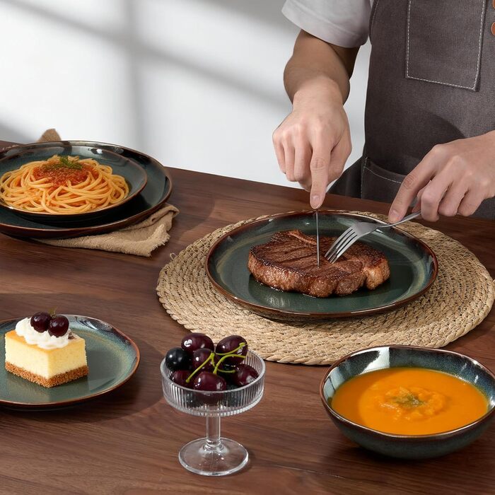 Сервіз Joyfair на 6 осіб, 24 предмети, кераміка, реактивний Tundra Green