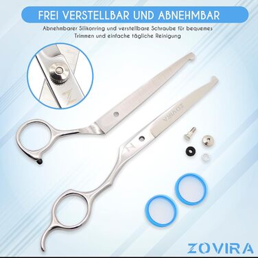 Набір для грумінгу собак та котів: професійні ножиці для стрижки та підстригання шерсті з шкіряною сумкою, нержавіюча сталь