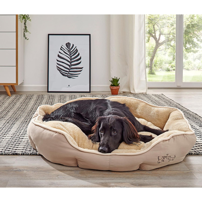 Кругле ліжко для собак та котів Dehner Lieblinge Sammy, 57x52x14 см, поліестер, сірий колір