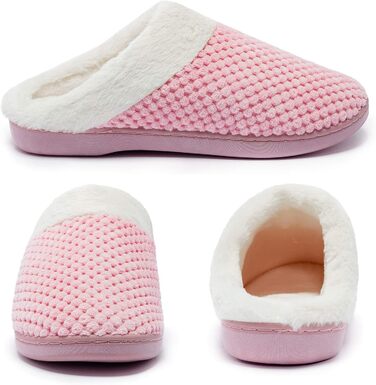 Тапочки жіночі зимові теплі з меморі-піною Hausschuhe, зручні, пухнасті, з антиковзким покриттям, легкі, для дому (42/43 EU, Рожеві)
