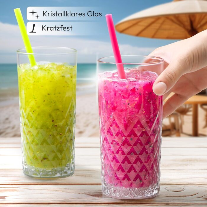 12-Piece Glass Set, 300ml Transparent Drinking Glasses, Water Glasses, Ribbed Glasses for Juice, Water, Party, Garden, Cocktail Glasses