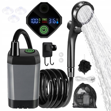 Бездротовий кемпінговий душ з акумулятором 6000 мАг та LCD-дисплеєм