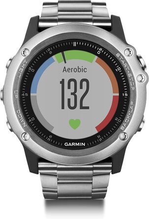 Годинник Garmin Fenix 3 GPS Multisport з навігацією та спортивними функціями (Мінеральне скло, Срібло з титановим браслетом, 1.2 дюйми)