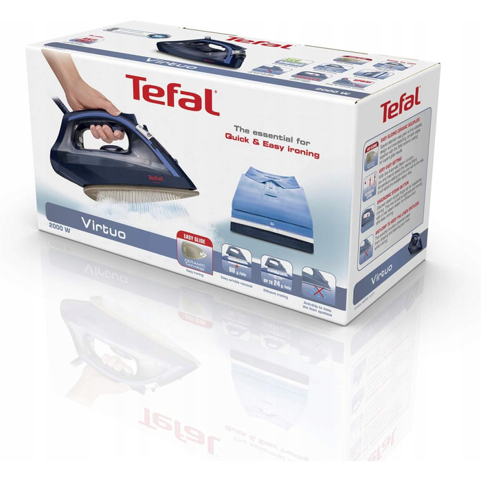 Парова праска Tefal Virtuo 1739 2000 Вт, синя, з функцією вертикального прасування