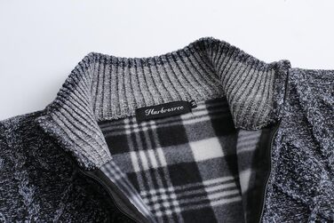 Чоловіча в'язана кофта-кардиган з коміром-стійкою та скандинавським візерунком. Тепла флісова куртка для чоловіків, XXL, темно-сірий