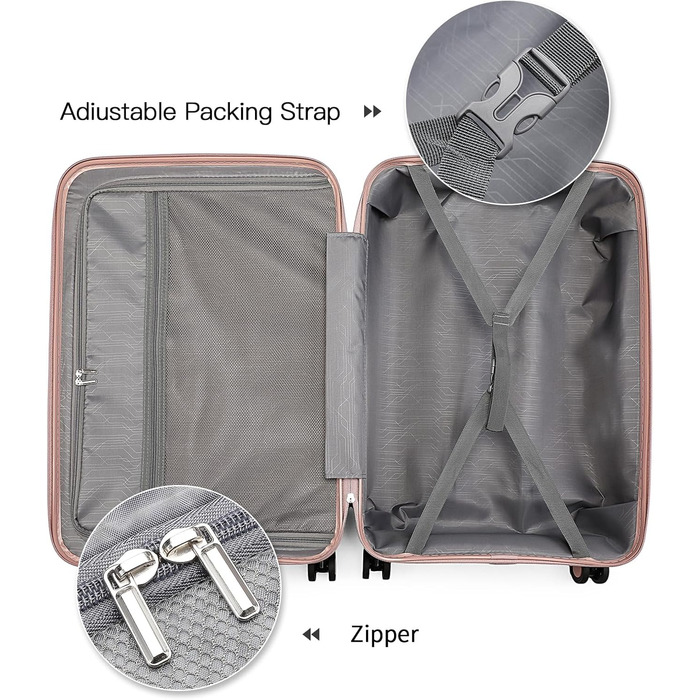 Набір валіз British Traveller: рожевий, з TSA-замком, 3 шт. (100% PP)