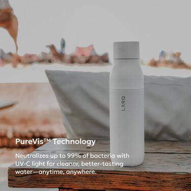 Пляшка для води LARQ PureVis 740 мл білого граніту: самоочисна, ізольована, з УФ-очищувачем, нержавіюча сталь