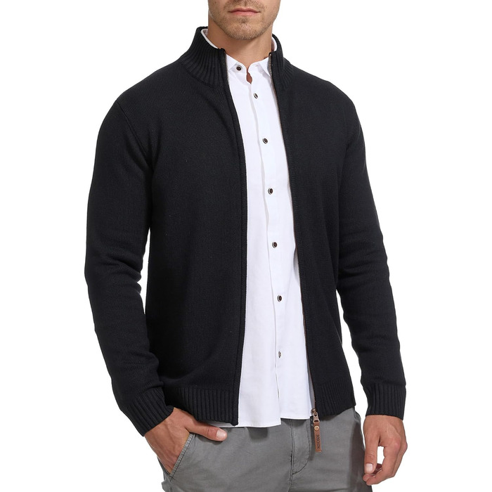 Кардиган чоловічий Indicode INut з високим коміром та блискавкою | В'язана жилетка для чоловіків (S, Чорний)