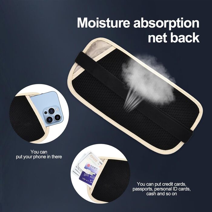 RFID-захисний поясний гаманець для чоловіків та жінок, слинг-сумка для подорожей та бігу, ширина пояса 3.7 см, захист від RFID