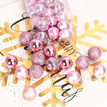 Новорічні кулі Рожеві, 36 шт. Кулі для ялинки з пластику 4 см, набір прикрас для ялинки, декор для святкування