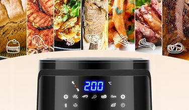 Аерофритюрниця Aigostar Smart Wi-Fi 1900 Вт, 7 л, чорна