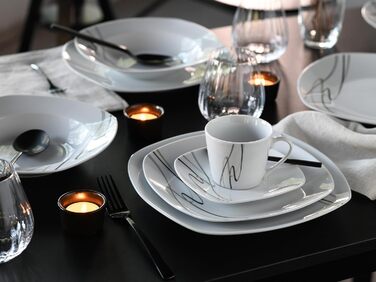 CreaTable Серія Amelie Piazza: 12-частинний набір посуду на 6 осіб з порцеляни, для миття в посудомийній машині та використання в мікрохвильовці