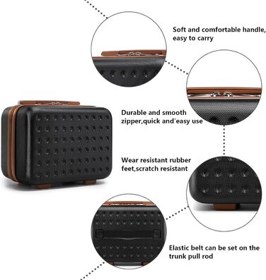 Чемоданчик для косметики KONO, 31x22x18 см, ABS пластик, чорний