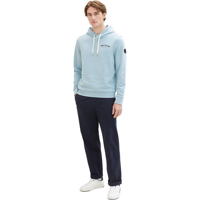 Чоловічий худі Tom Tailor з логопринтом, бежевий (розмір M, колір Dusty Mint Blue), арт. 26199