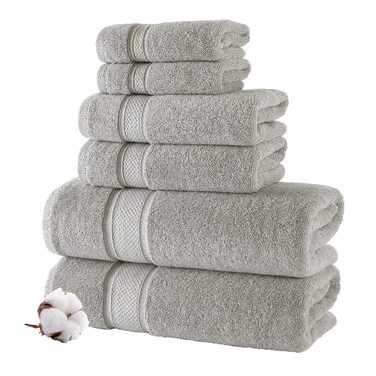 Набір рушників для ванної NOVA Luxury Linen готельного якості, турецька бавовна, 6 предметів, колір Mirage Grey