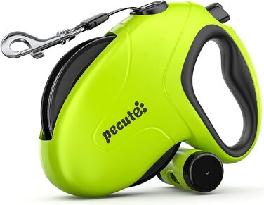 Рулетка для собак Pecute 10м, 50 кг, зелена, з антиковзним руків'ям та швидкою зупинкою