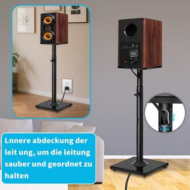 Підставка для акустики, регульована висота, 1 пара. Підлогові підставки з регульованою полицею для універсальних сателітів та полочкові колонки, для полочкових колонок до 5кг з кабельним каналом (SB-206)