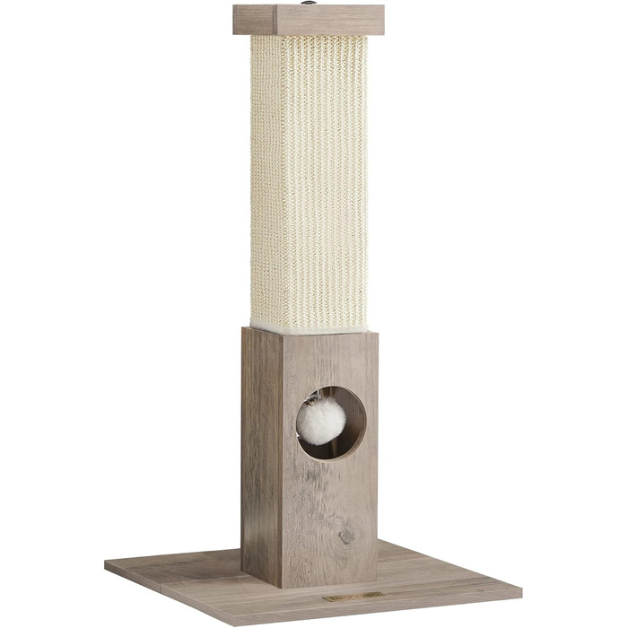 Feandrea Scratching Post, Scratching Trunk, Cat Tree, 10 cm Thick Trunk, Scratching Column Made of Natural Sisal Rope, 73 cm High, with Plush Play Ball, Furniture Scratch Protector, Greige PCA021G01