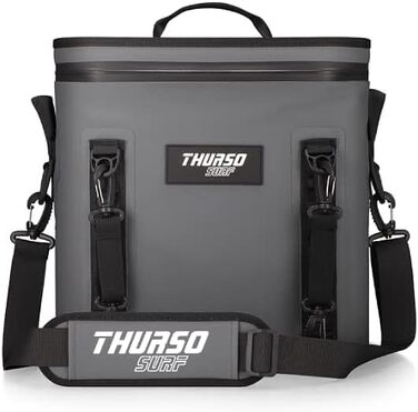 Thurso SURF Soft Cooler 24 Can — Термосумка для напоїв на 24 банки, 48 годин ізоляції, водонепроникна, для пляжу, кемпінгу, каякінгу, паделбордингу (сірий/чорний)