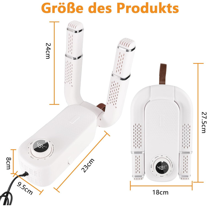 Електричний сушильник для взуття Vauki з УФ-стерилізацією, 360° циркуляцією повітря, таймером 90 хв, складний та компактний для дому та подорожей