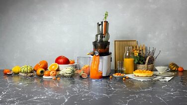 Соковижималка Kuvings REVO830 Slow Juicer з подвійною завантажувальною горловиною, автоматичною системою нарізки, набір фільтрів для смузі та сорбету, матова темно-червона