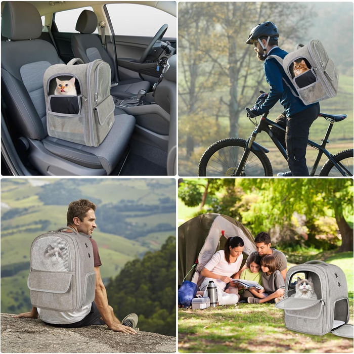 Рюкзак-переноска для котів та собак, дихаючий, сірий | Рюкзак для тварин для подорожей, прогулянок, хандлінгу