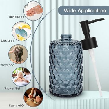 Скляні дозатори для мила Topsky (2 шт.), 400 мл, з чорною помпою, для кухні та ванної кімнати