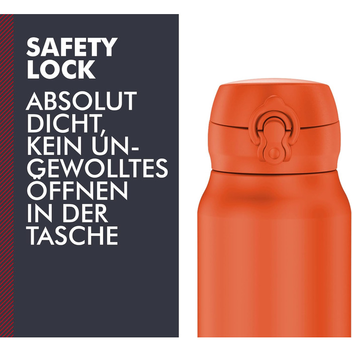 Термос Ultralight 0.5л, нержавіюча сталь, зберігає тепло 10 год / холод 20 год, абсолютно герметичний, для води, чаю, безалкогольних напоїв (Glowing Orange Mat)