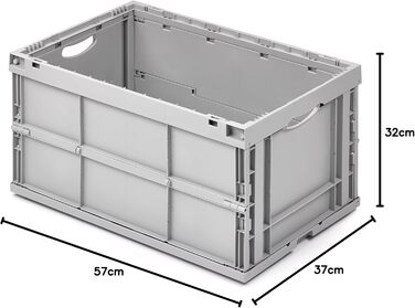 Складаний пластиковий контейнер TopStore 65 л, 60x40x32 см, зручні ручки, промислова якість, стійкий, для зберігання та транспортування, німецький, 35 кг, 100% перероблюваний