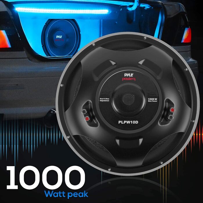 Сабвуфер Pyle PLPW10D 1000 Вт, 25,4 см, подвійна котушка, 4 Ом
