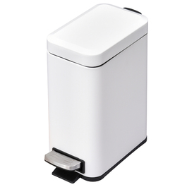 HOMCOM 5L Step Trash Can, Cosmetic Can, Waste Bin with Lid and Foot Pedal, Trash Container with Inner Bucket, Bathroom Trash Can for Living Room, Office, Metal, White, 29.2 x 14 x 32 cm | Aosom