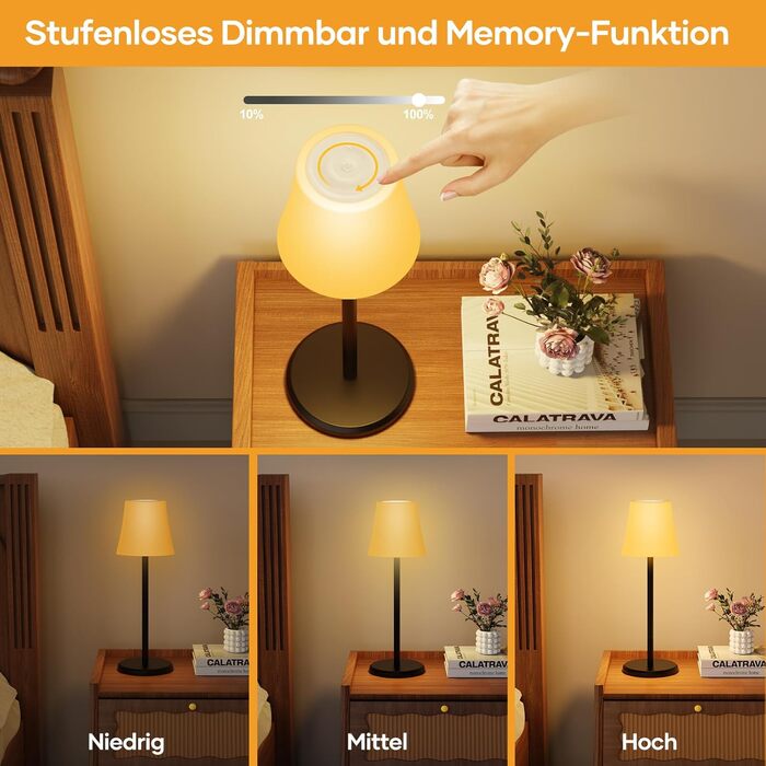 Бездротова LED лампа Suright для столу: регульоване світло, 3 кольори + RGB, сенсорне управління, IP54, для дому та відпочинку